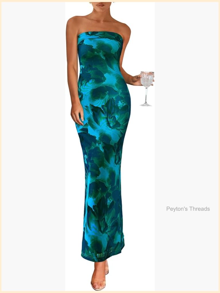 Strapless Tube Maxi Dress Bodycon Sleeveless Long Beach Vacation Dress